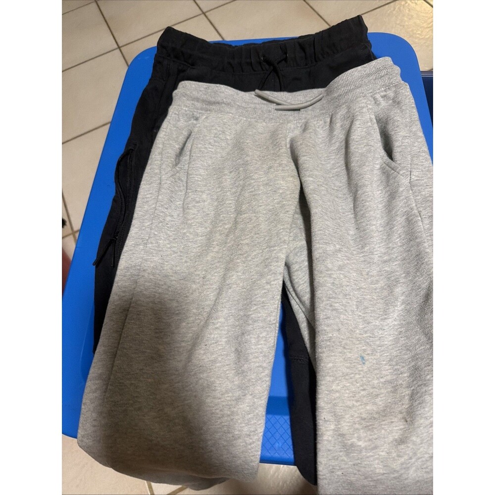 All In Motion Boys Sz L (10/12) Black And Gray Standard Fit Fleece Joggers 2 Pr